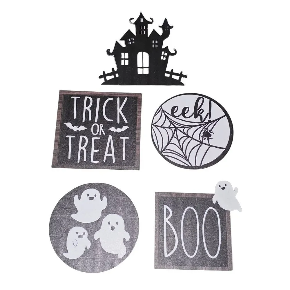 Halloween Ghost and Haunted House Tiered Tray Set